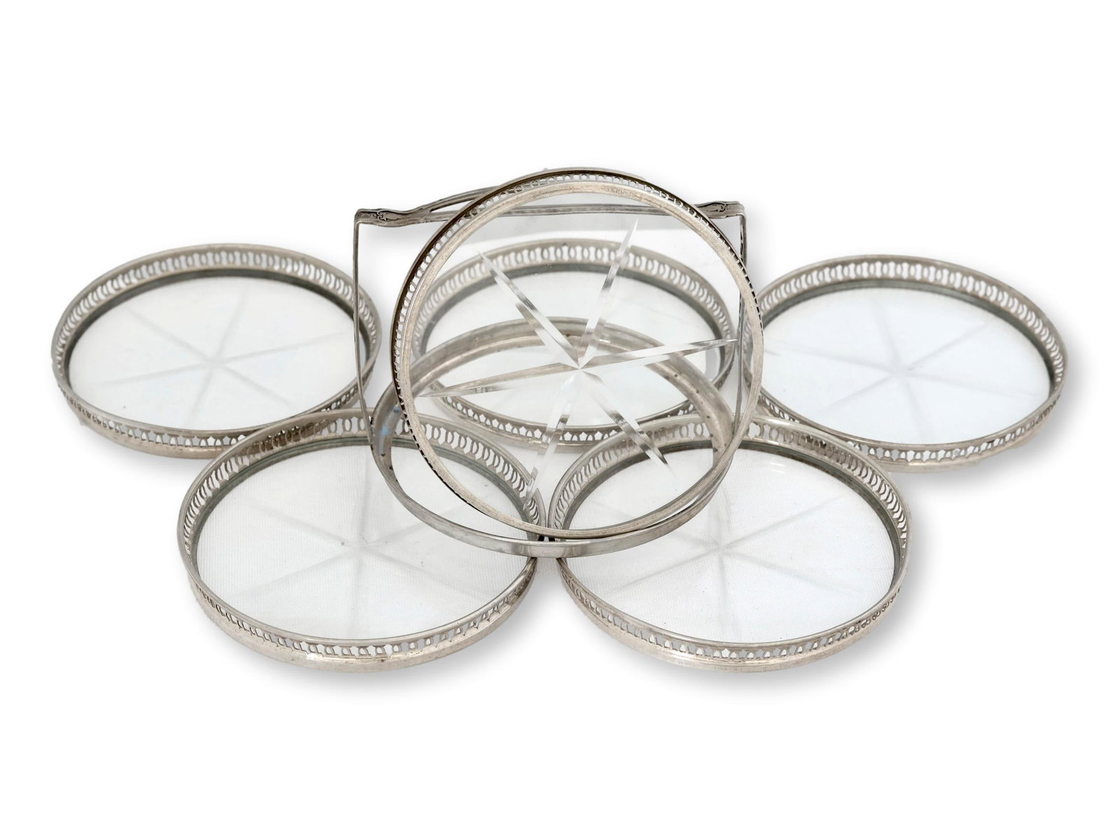 Sterling & Cut Crystal Coaster Set - 3
