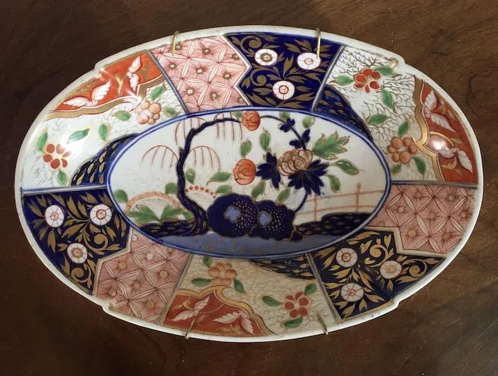 1810 Coalport Porcelain Rock & Tree Imari Oval Dessert Dish Plate - 3