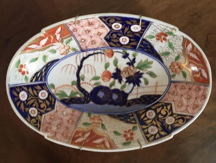 1810 Coalport Porcelain Rock & Tree Imari Oval Dessert Dish Plate - 4