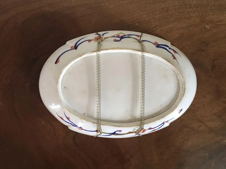 1810 Coalport Porcelain Rock & Tree Imari Oval Dessert Dish Plate - 7