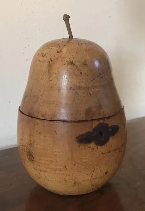 Antique 18th Century English George III Pear Form Carved Wood Tea Caddy Box - 5