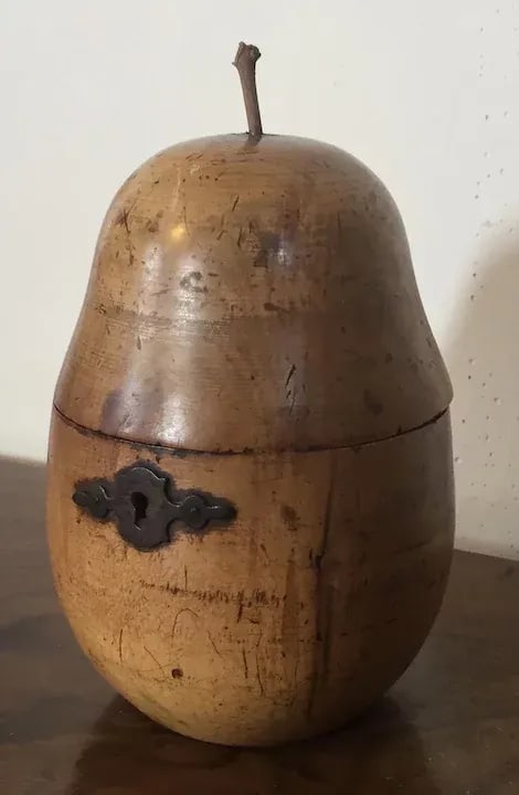 Antique 18th Century English George III Pear Form Carved Wood Tea Caddy Box - 6
