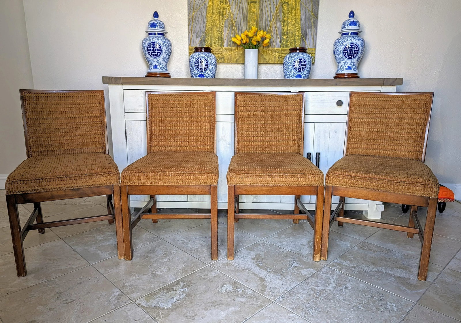 4 Mid-Century Lane Side Chairs With Multi Color Chenille - 11