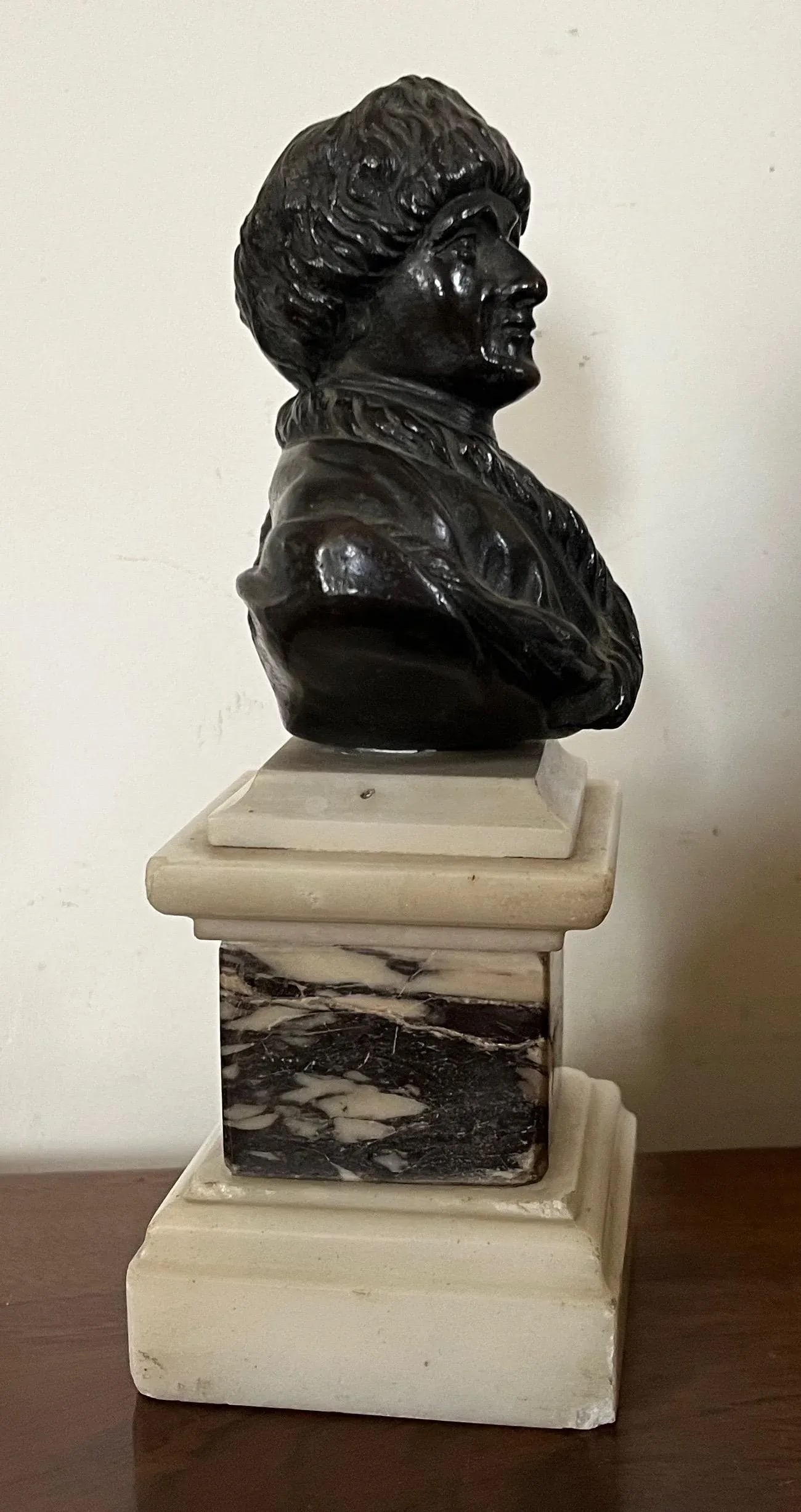 Antique 18th C. Bronze Portrait Bust of Philosopher Jean Jacques Rousseau (1712-1778) Mounted on Spe - 11