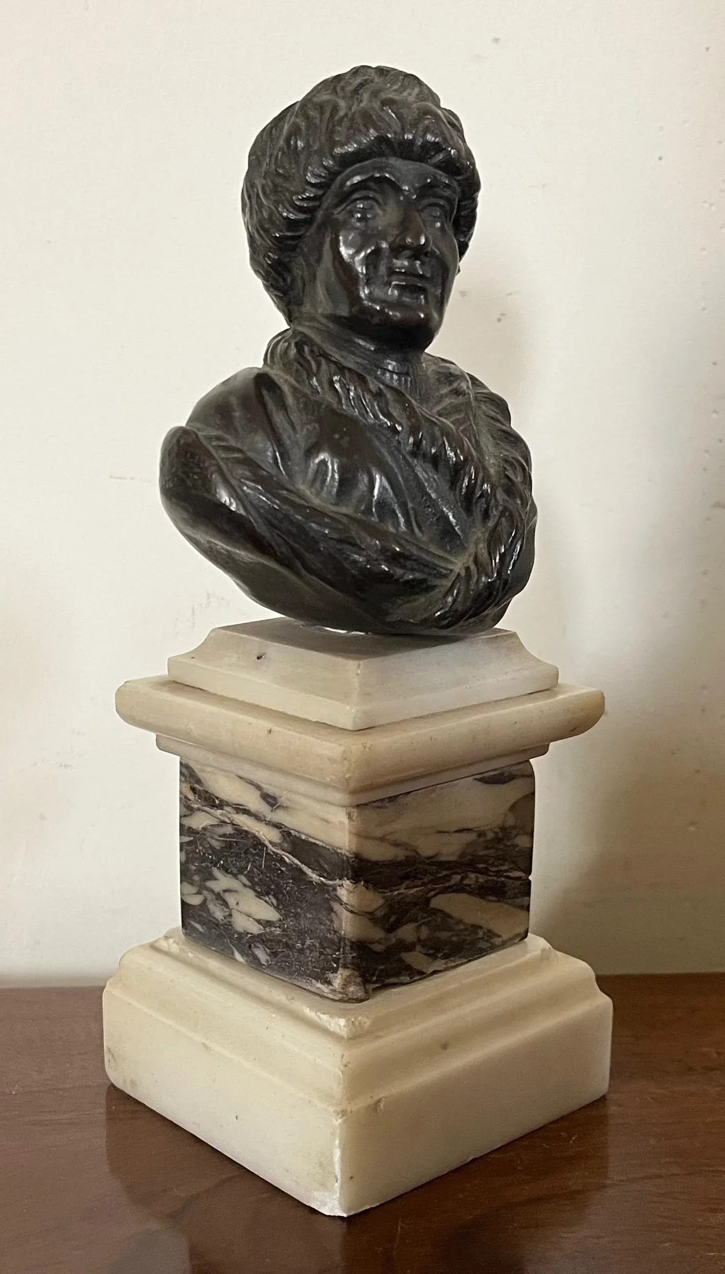 Antique 18th C. Bronze Portrait Bust of Philosopher Jean Jacques Rousseau (1712-1778) Mounted on Spe - 12