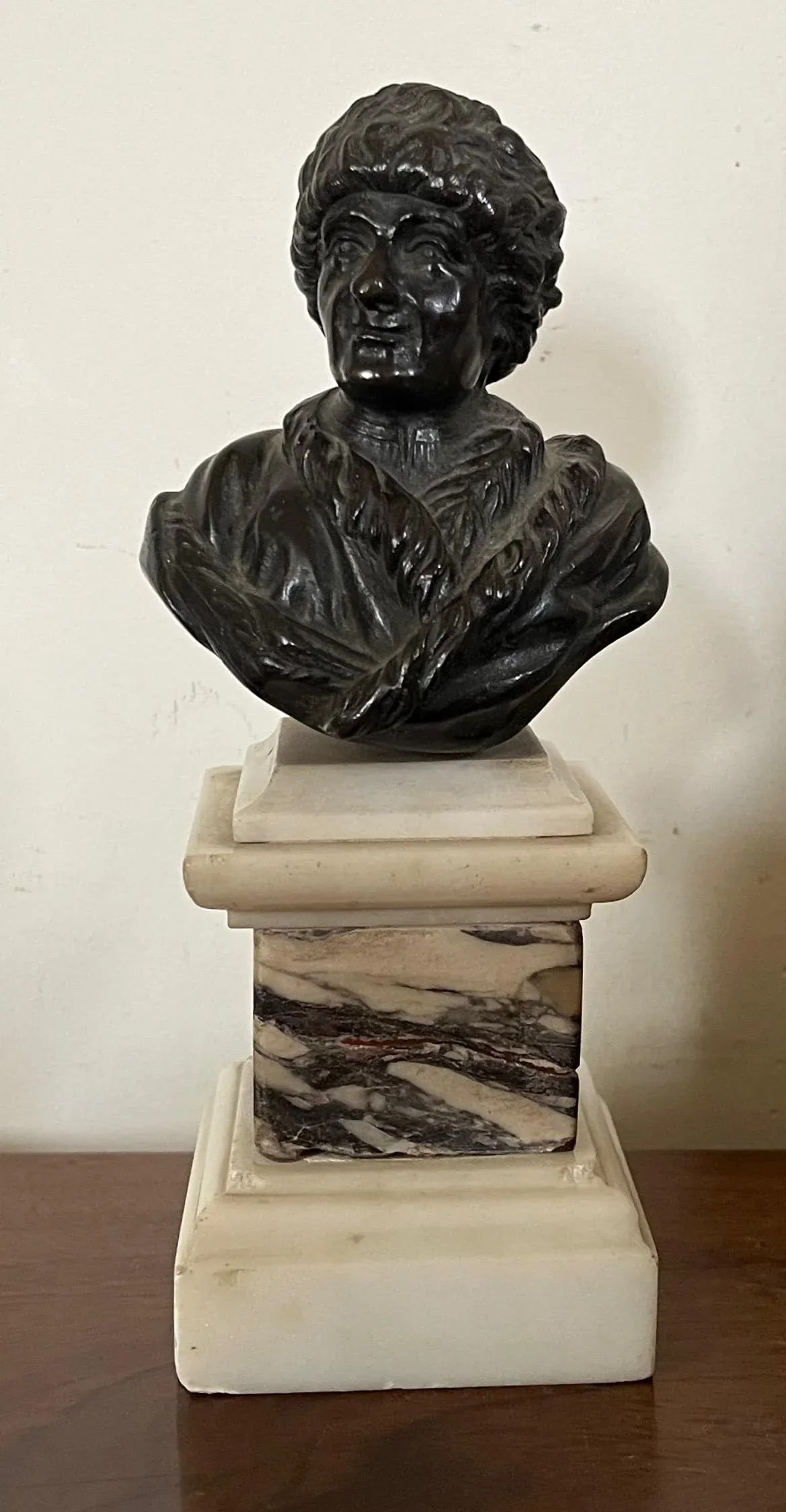 Antique 18th C. Bronze Portrait Bust of Philosopher Jean Jacques Rousseau (1712-1778) Mounted on Spe - 13