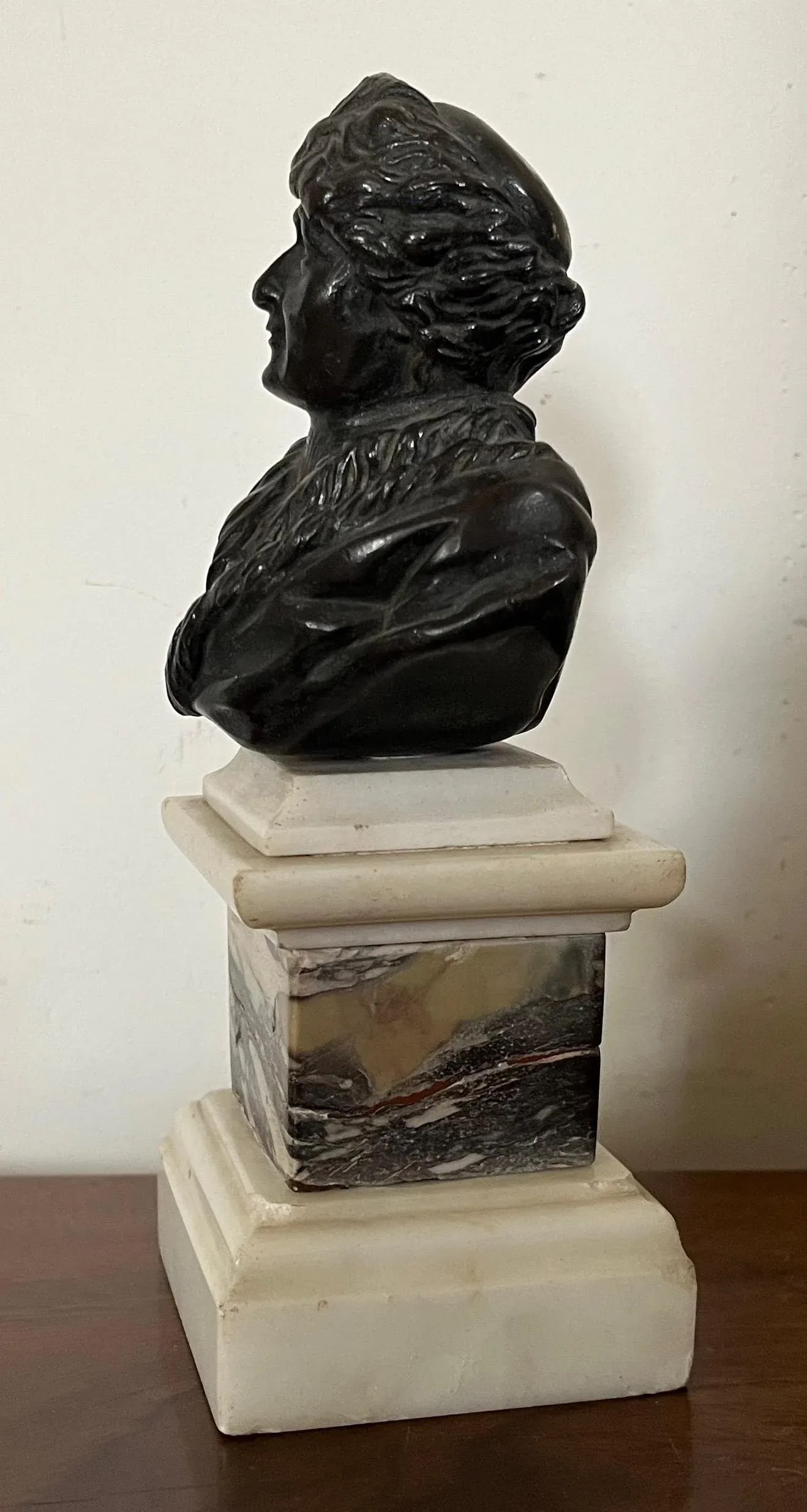 Antique 18th C. Bronze Portrait Bust of Philosopher Jean Jacques Rousseau (1712-1778) Mounted on Spe - 6
