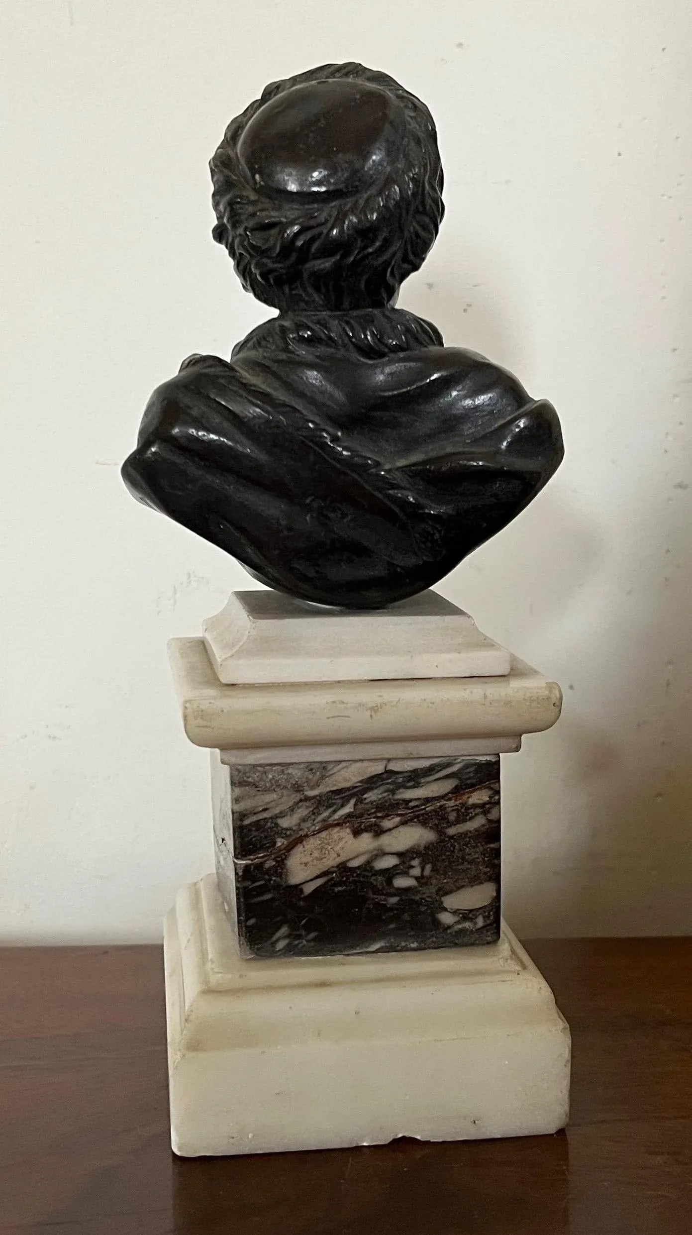 Antique 18th C. Bronze Portrait Bust of Philosopher Jean Jacques Rousseau (1712-1778) Mounted on Spe - 8