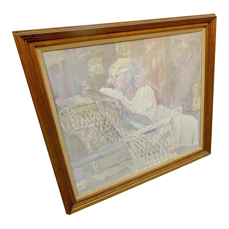 Impressionist Painting Titled Nancy by Savannah Georgia Artist Myrtle Jones: Featured in the book A Savannah Experience, by Myrtle Jones, this large pastel painting is one of the artist's finest paintings. Acrylic on canvas with gold giltwood frame. "Myrtle Jones, January 23,