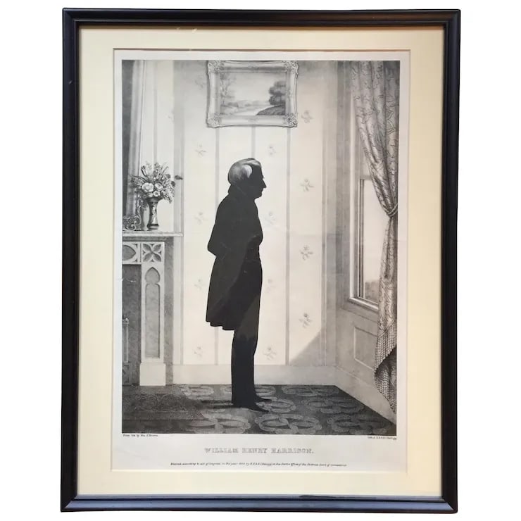 William Brown Kellogg Framed Silhouette Print of Us President William Henry Harrison - 8