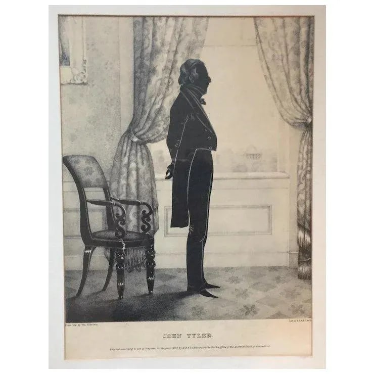 William Brown Kellogg Framed Silhouette Print of Us President John Tyler - 2