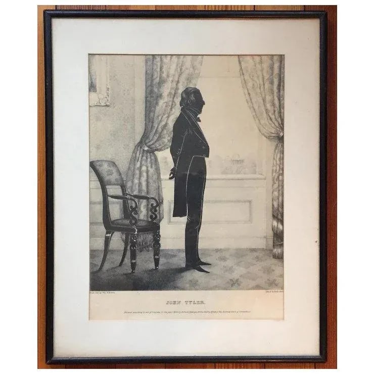 William Brown Kellogg Framed Silhouette Print of Us President John Tyler - 3