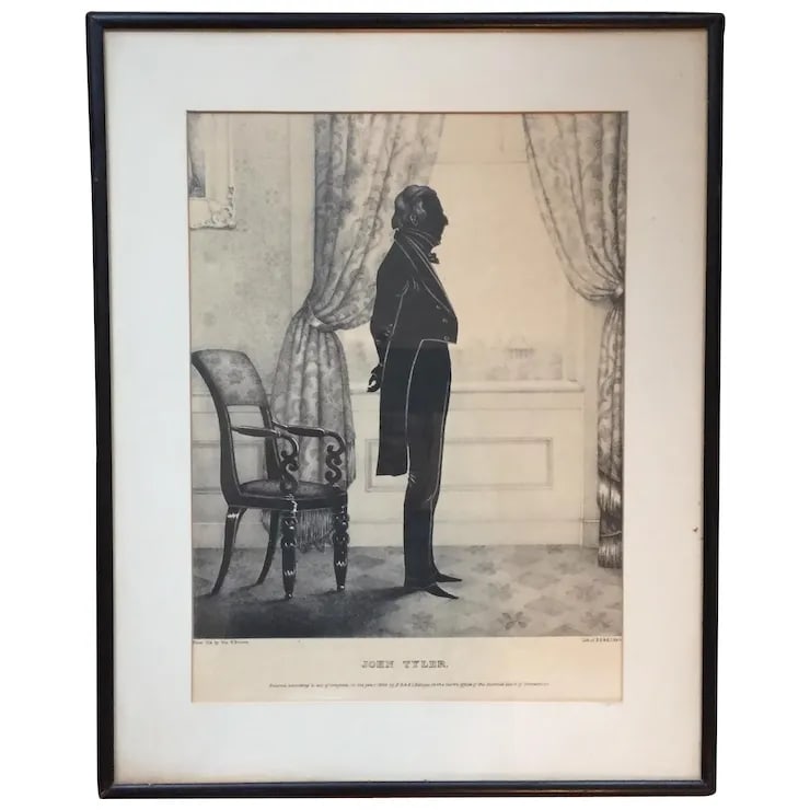 William Brown Kellogg Framed Silhouette Print of Us President John Tyler - 8