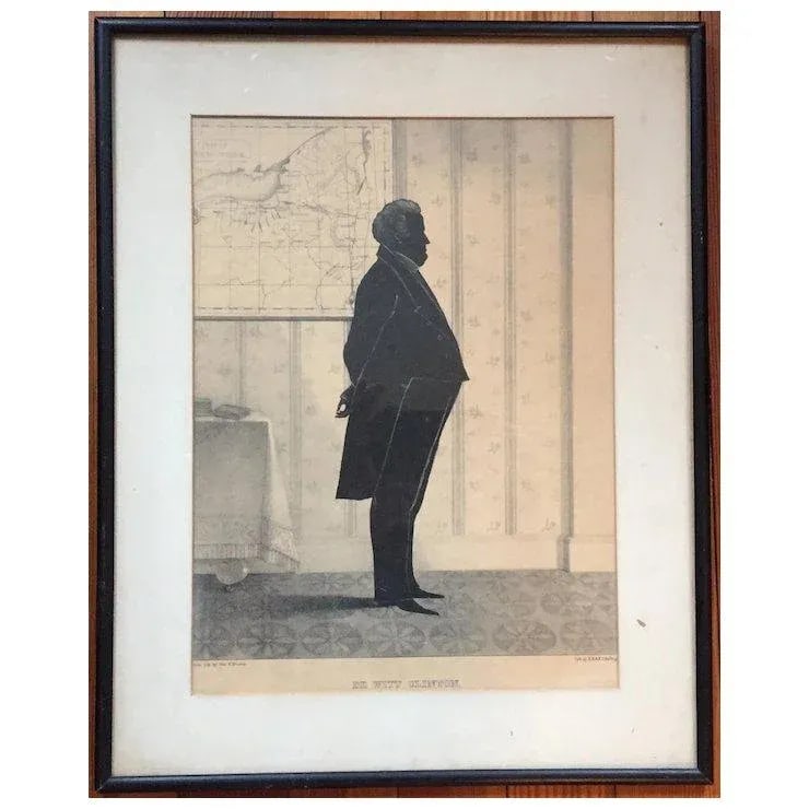 William Brown Kellogg Framed Silhouette Print of De Witt Clinton u.s. Senator & Governor of New York - 3