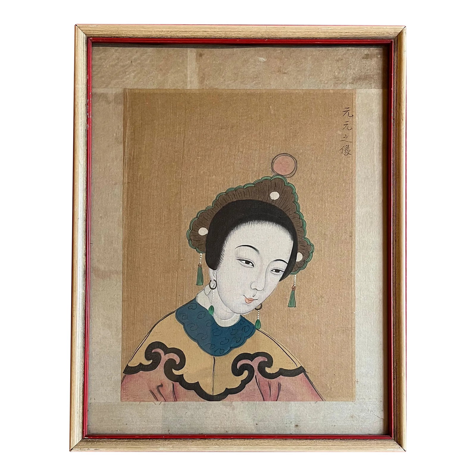 Antique 19th Century Chinese Painting on Silk Portrait of a Lady (1 of 8)