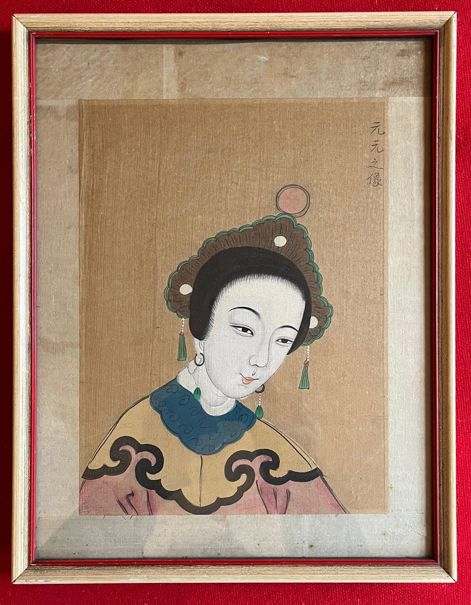 Antique 19th Century Chinese Painting on Silk Portrait of a Lady - 6