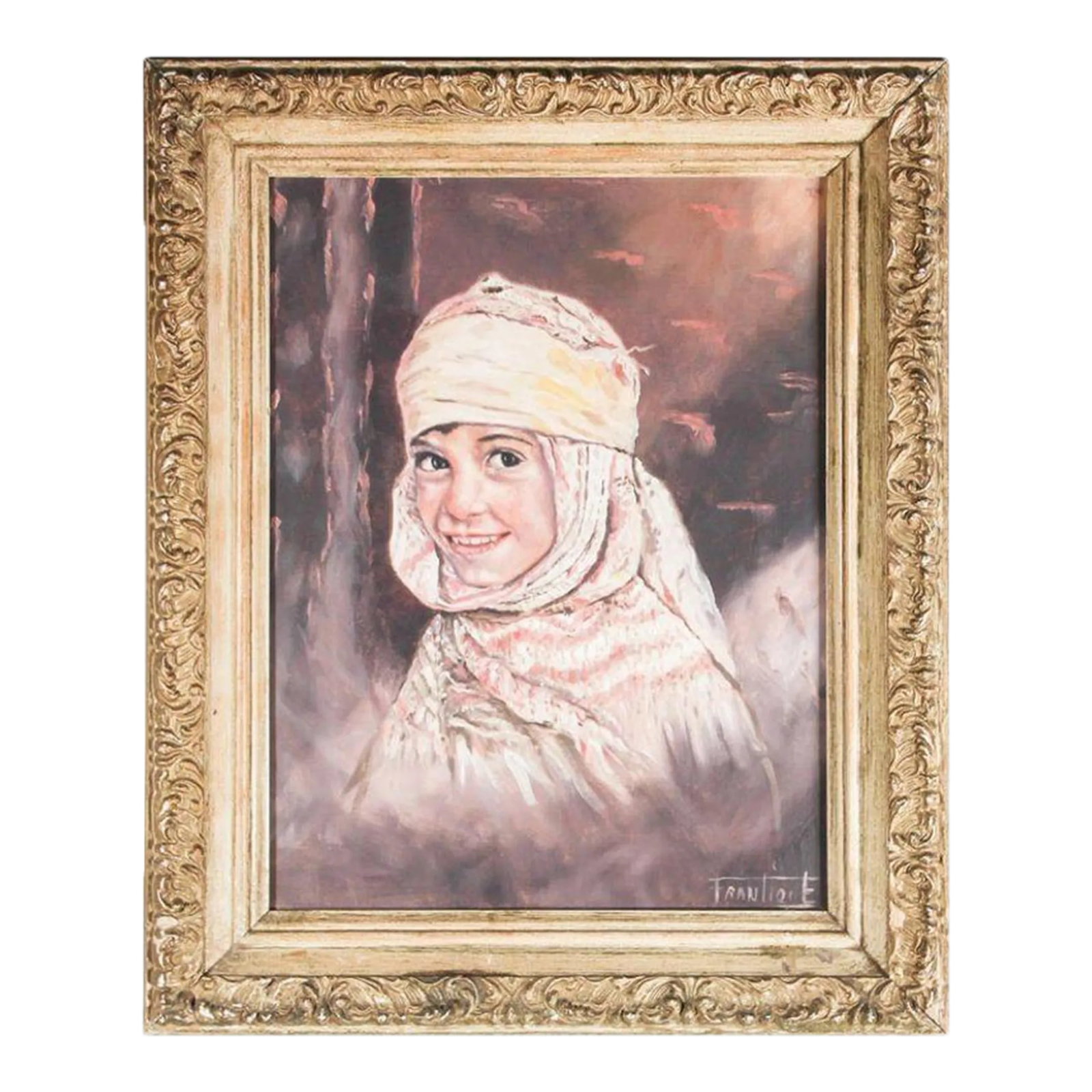 Vintage Oil on Canvas a Portrait Painting of a Young Girl (1 of 13)