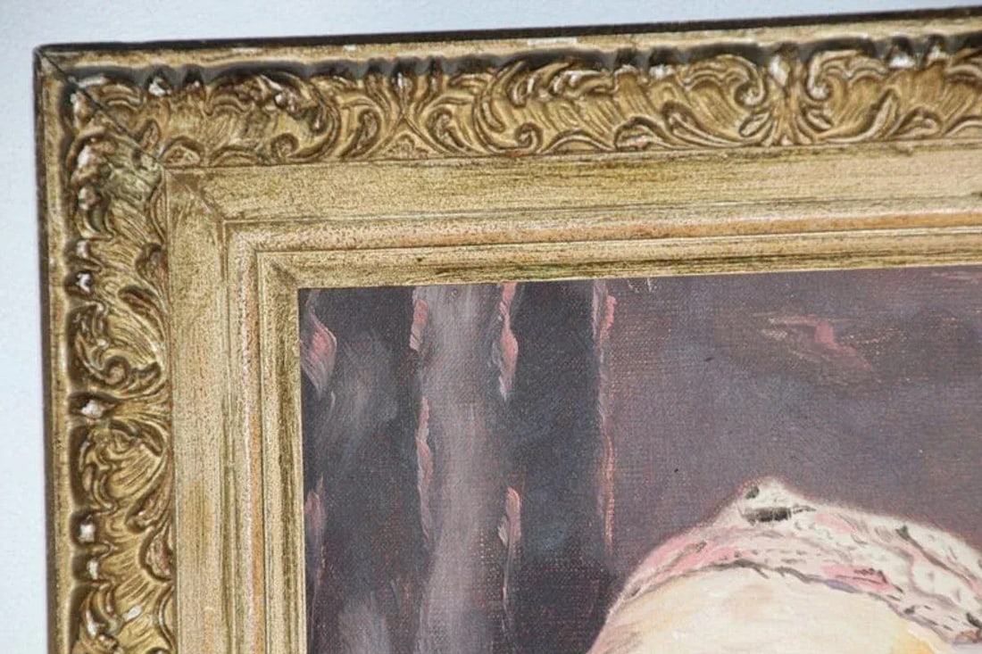Vintage Oil on Canvas a Portrait Painting of a Young Girl - 7