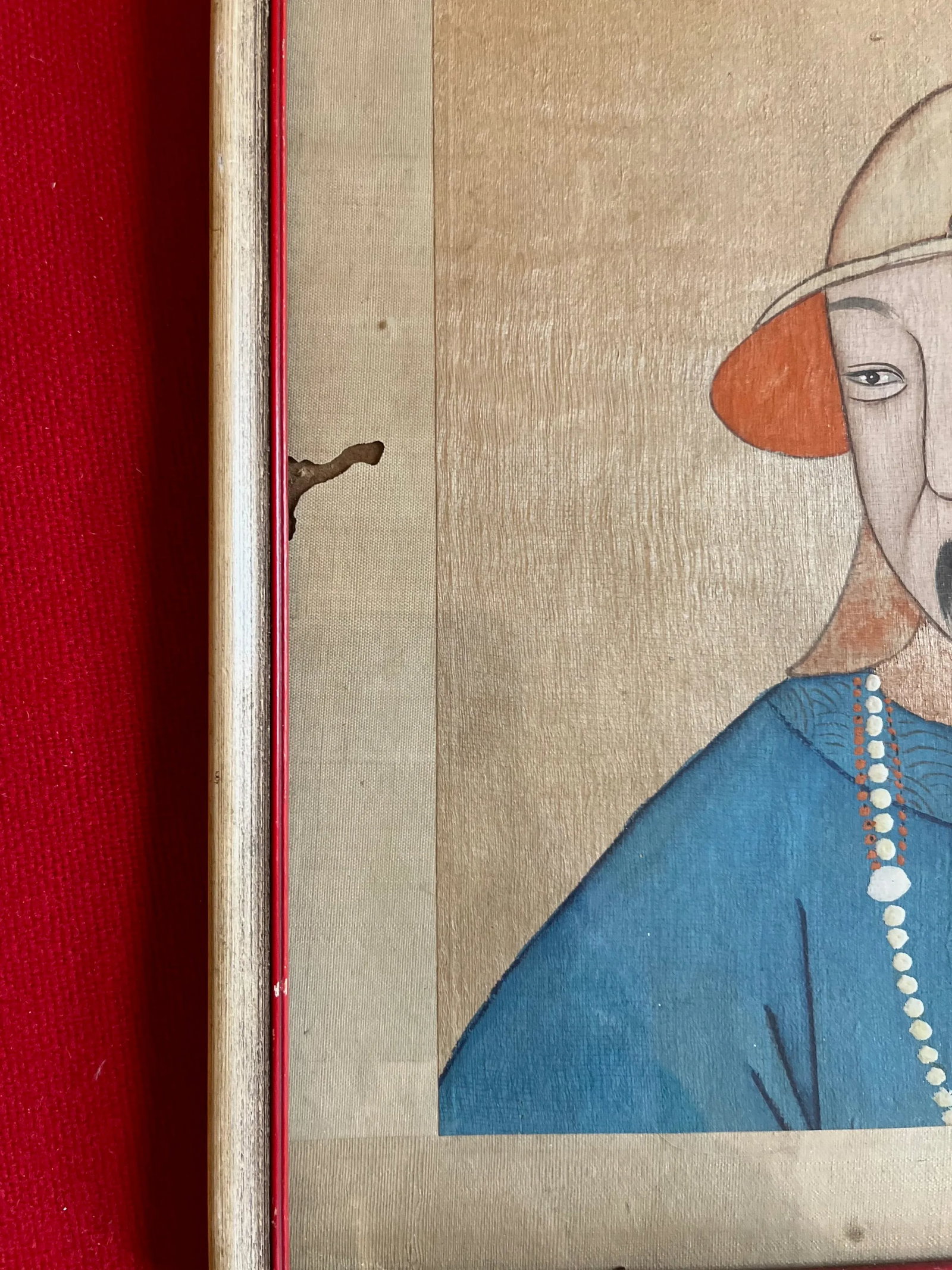 Antique 19th Century Chinese Painting on Silk Portrait of a Gentleman - 3