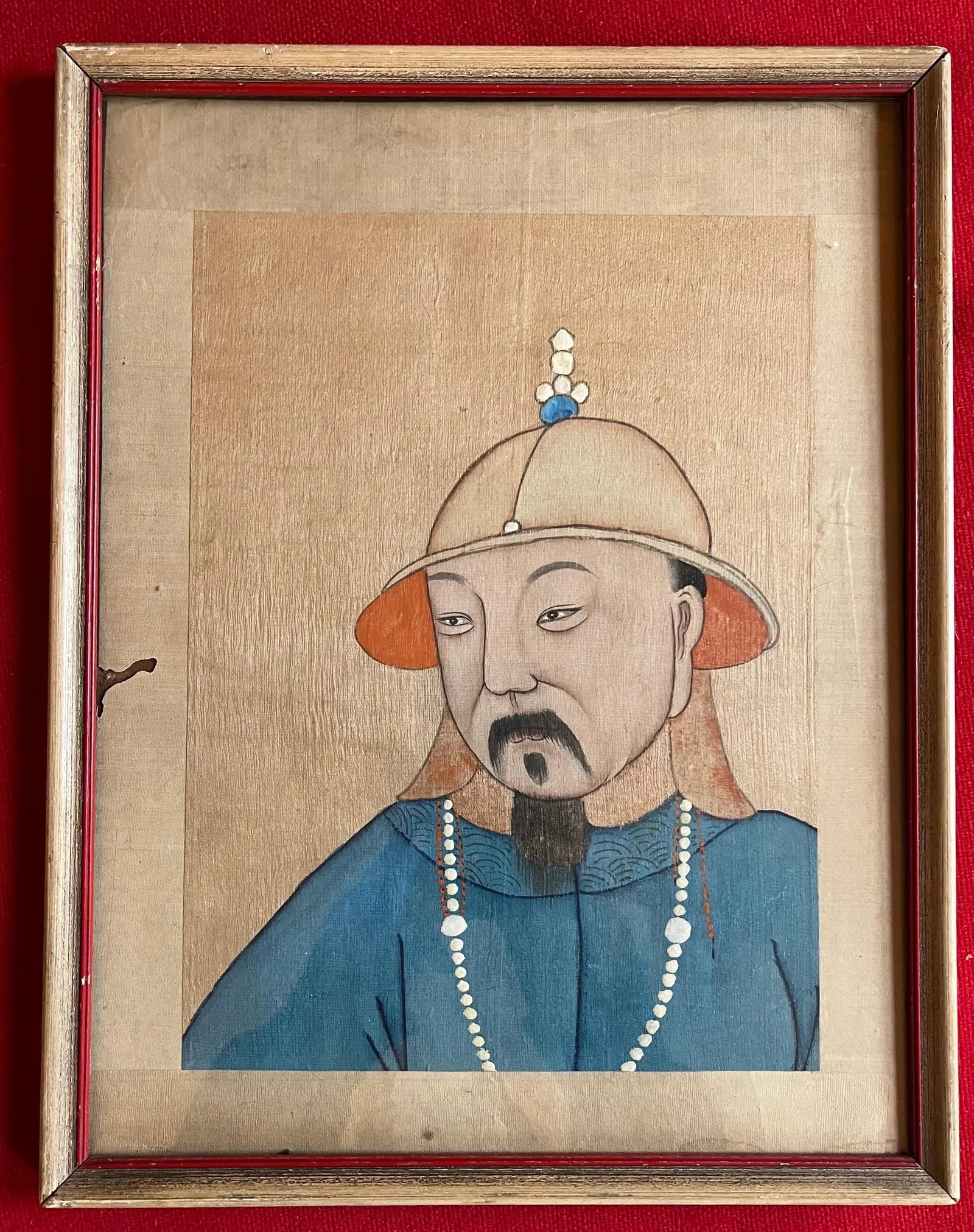 Antique 19th Century Chinese Painting on Silk Portrait of a Gentleman - 5
