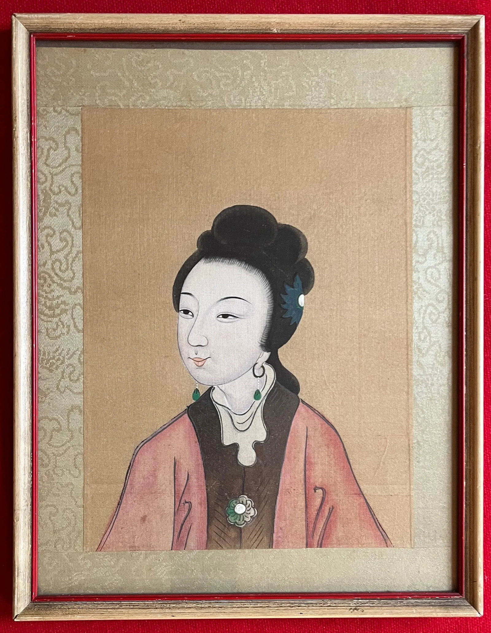 Antique 19th Century Chinese Painting on Silk Portrait of a Lady - 3