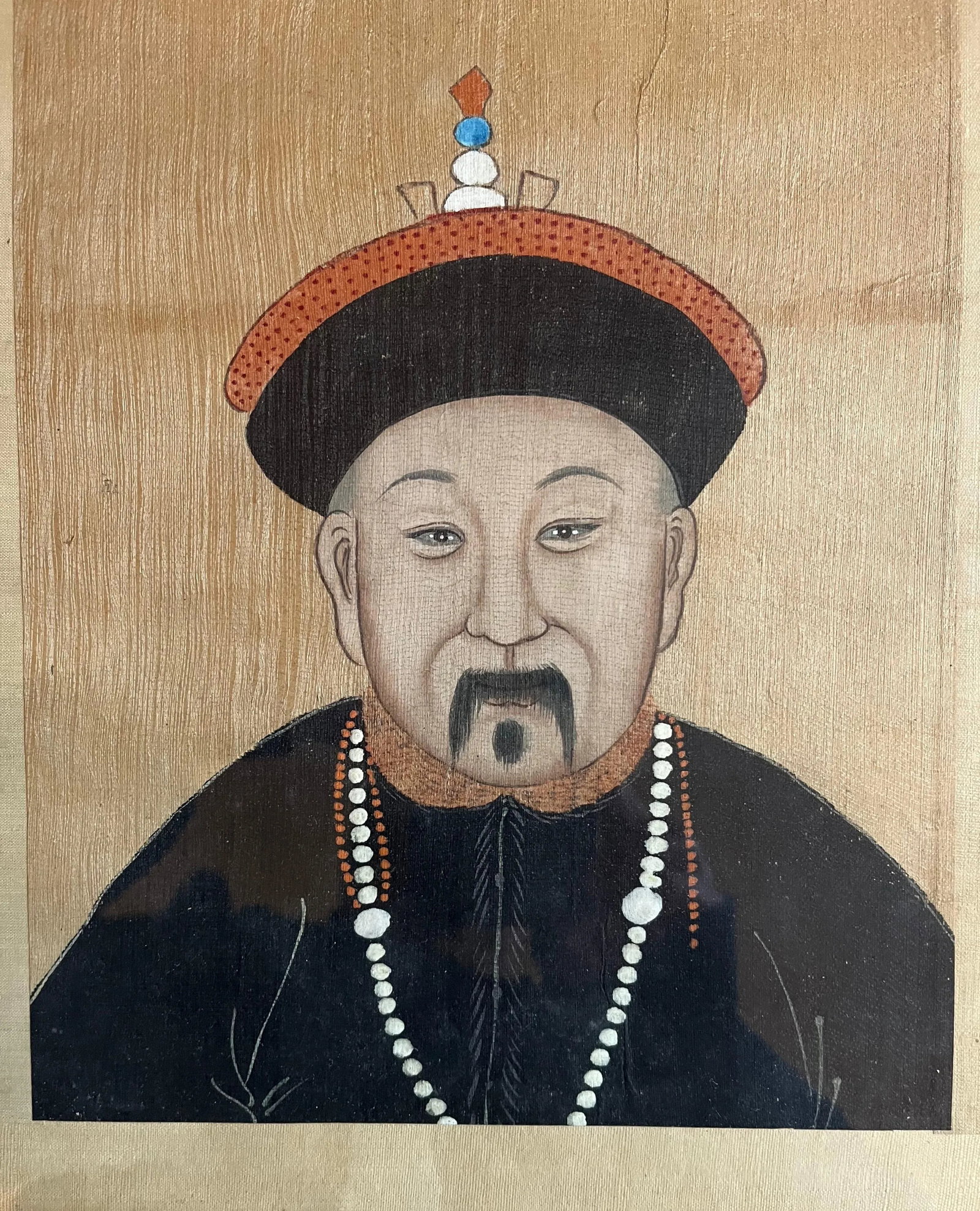 Antique 19th Century Chinese Painting on Silk Portrait of a Gentleman - 5