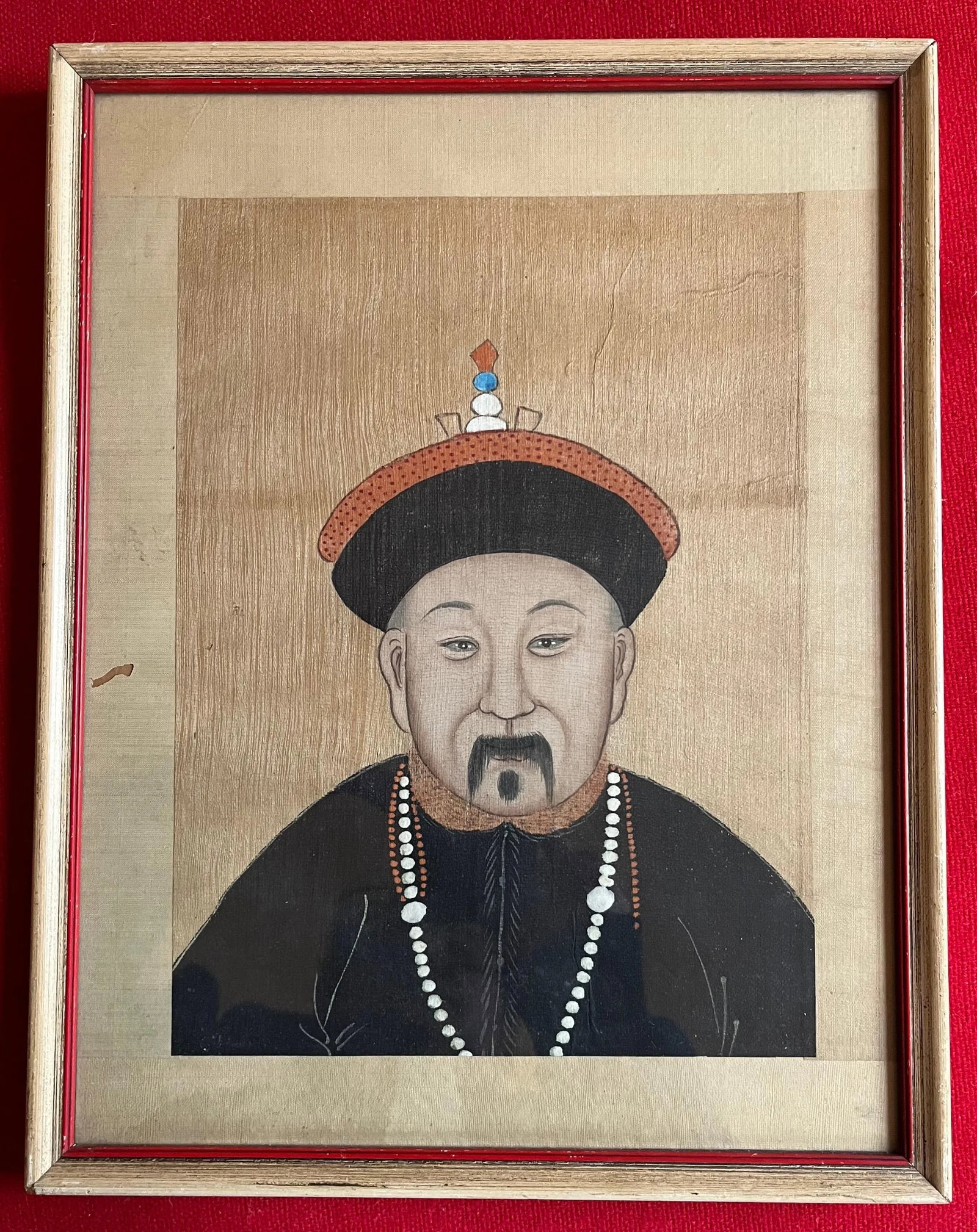 Antique 19th Century Chinese Painting on Silk Portrait of a Gentleman - 8