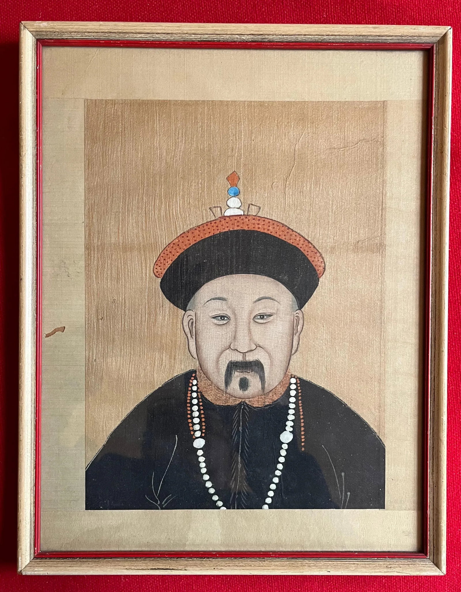 Antique 19th Century Chinese Painting on Silk Portrait of a Gentleman - 9
