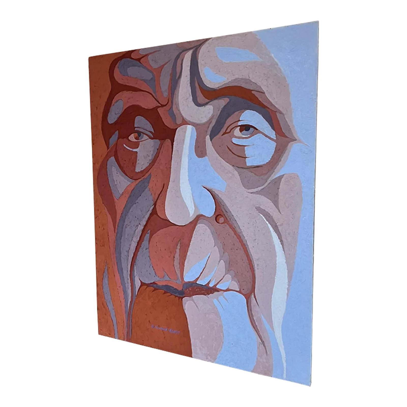 1978 Modern Fauvist Portrait Old Man Artist Hovland: AMBIANIC presents 1978 Fauvist Artwork Old Man Painting by Hovland Oil on wood Style of Picasso 22 x 28 x .25 thick signed and dated 1978. Original vintage condition. See images provided please. Condi