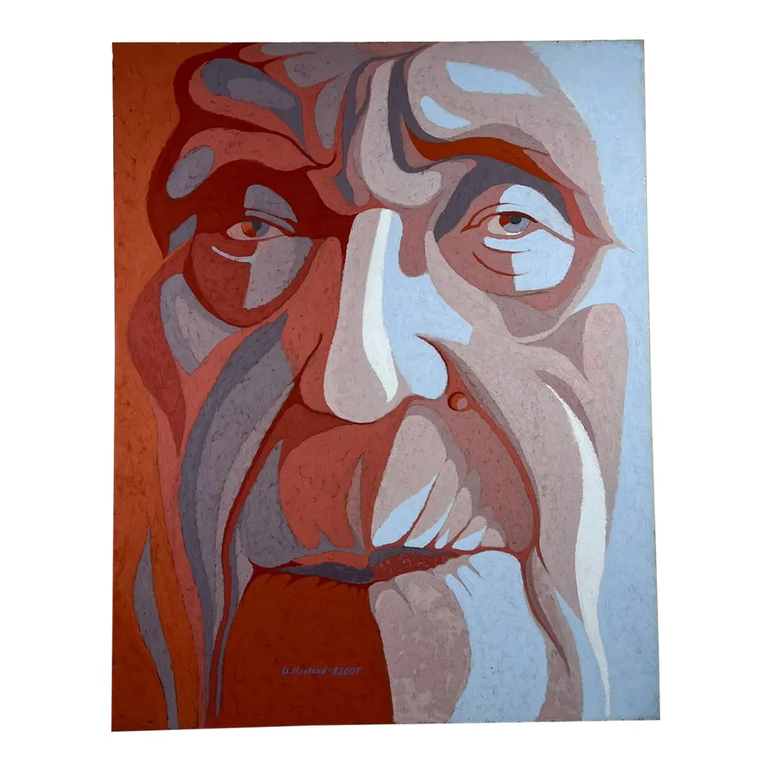 1978 Modern Fauvist Portrait Old Man Artist Hovland - 2