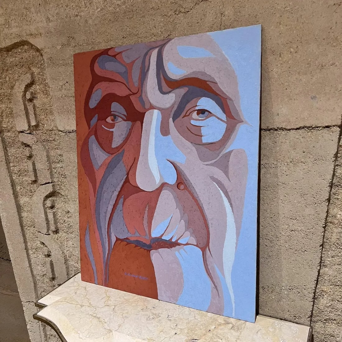 1978 Modern Fauvist Portrait Old Man Artist Hovland - 3