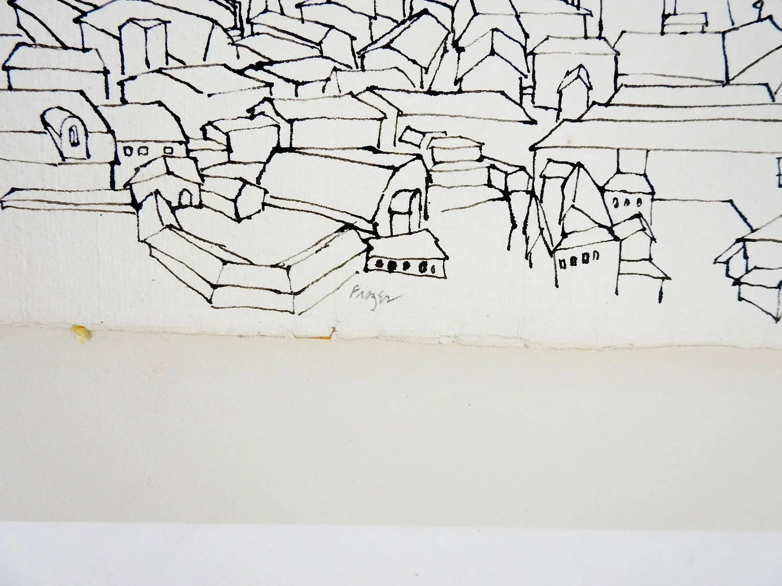 Mid Century Farming Village Pen & Ink Drawing - 2