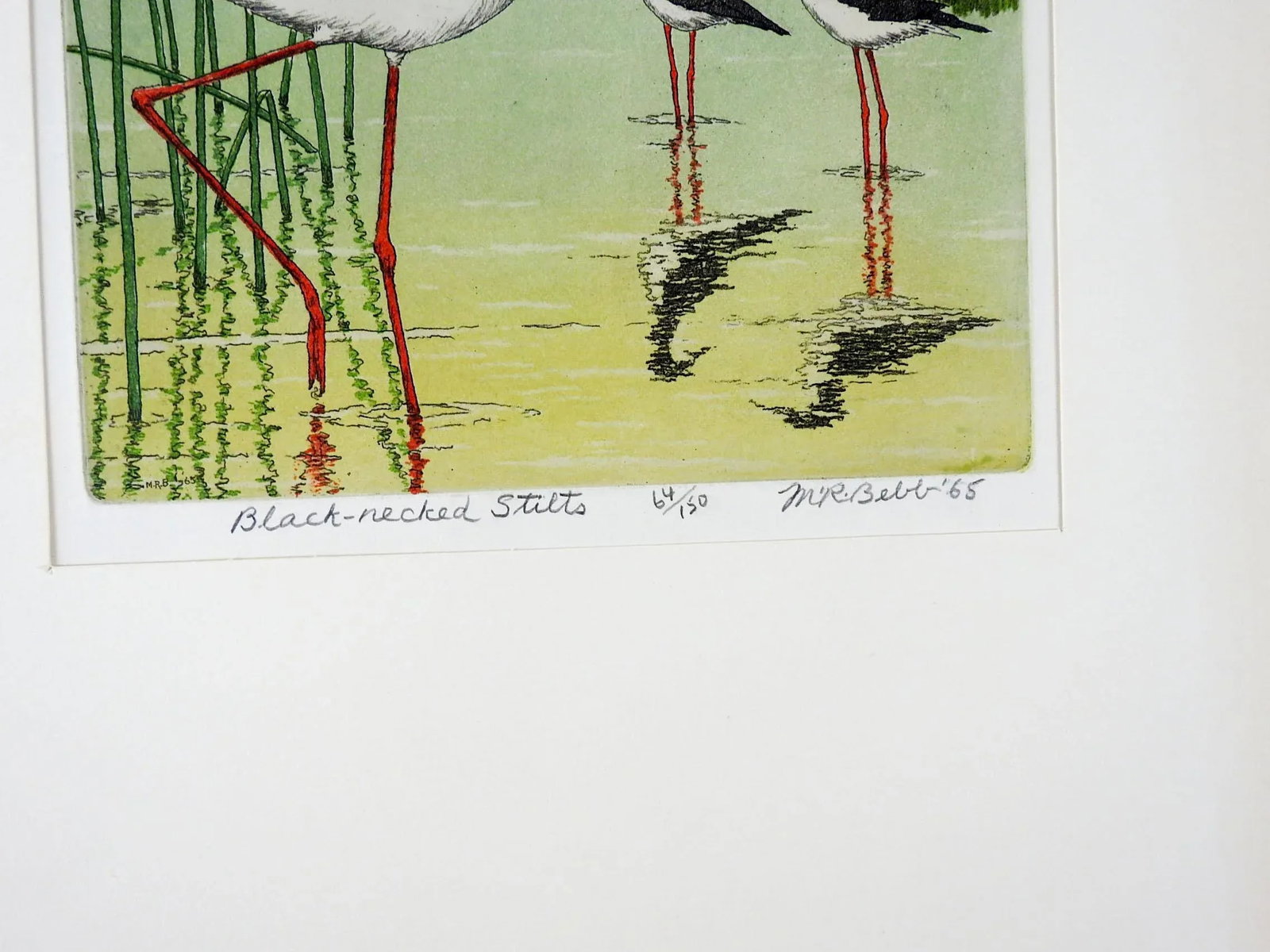 Vintage 1965 Maurie Bebb Shore Bird Aquatint Etching - 2