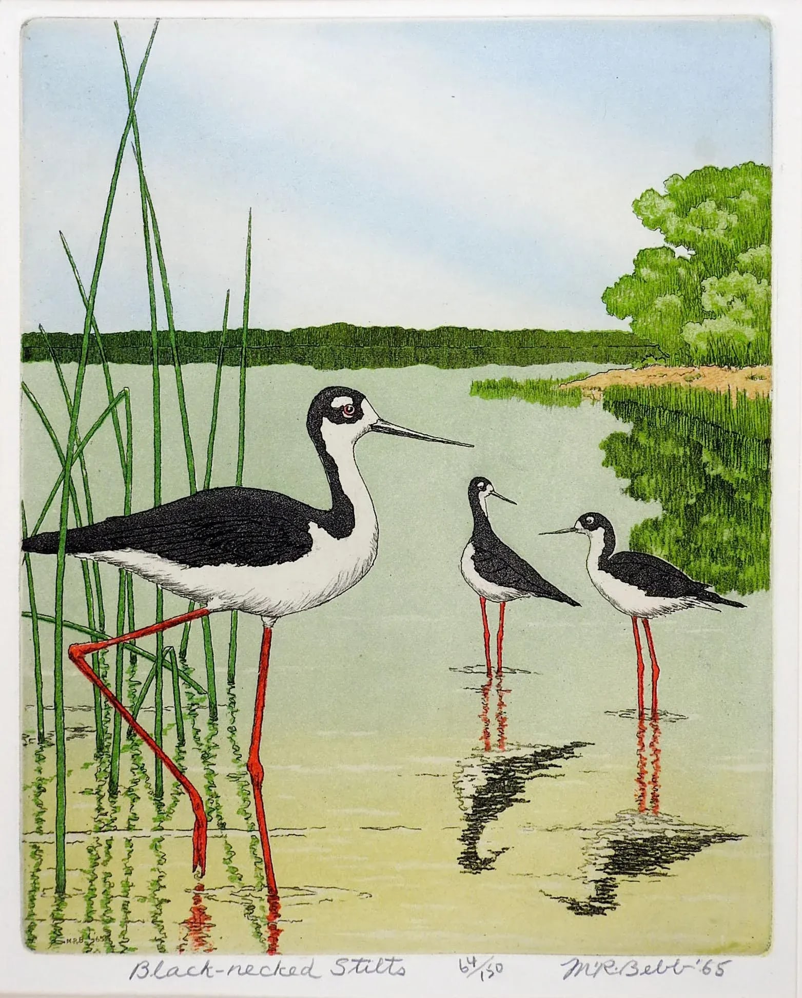 Vintage 1965 Maurie Bebb Shore Bird Aquatint Etching - 5