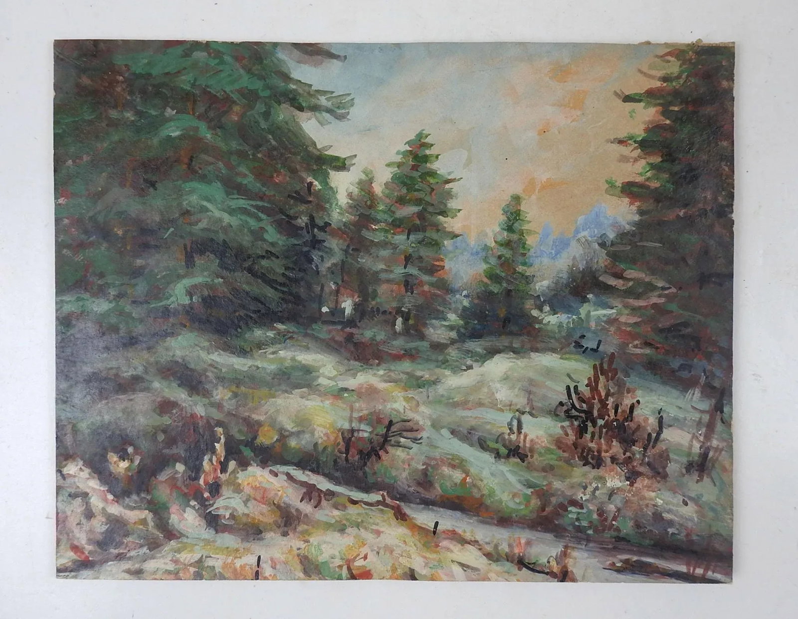 Vintage Mid 20th Century Russian School Forest Landscape Painting - 3