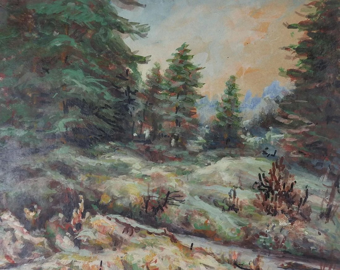 Vintage Mid 20th Century Russian School Forest Landscape Painting - 4