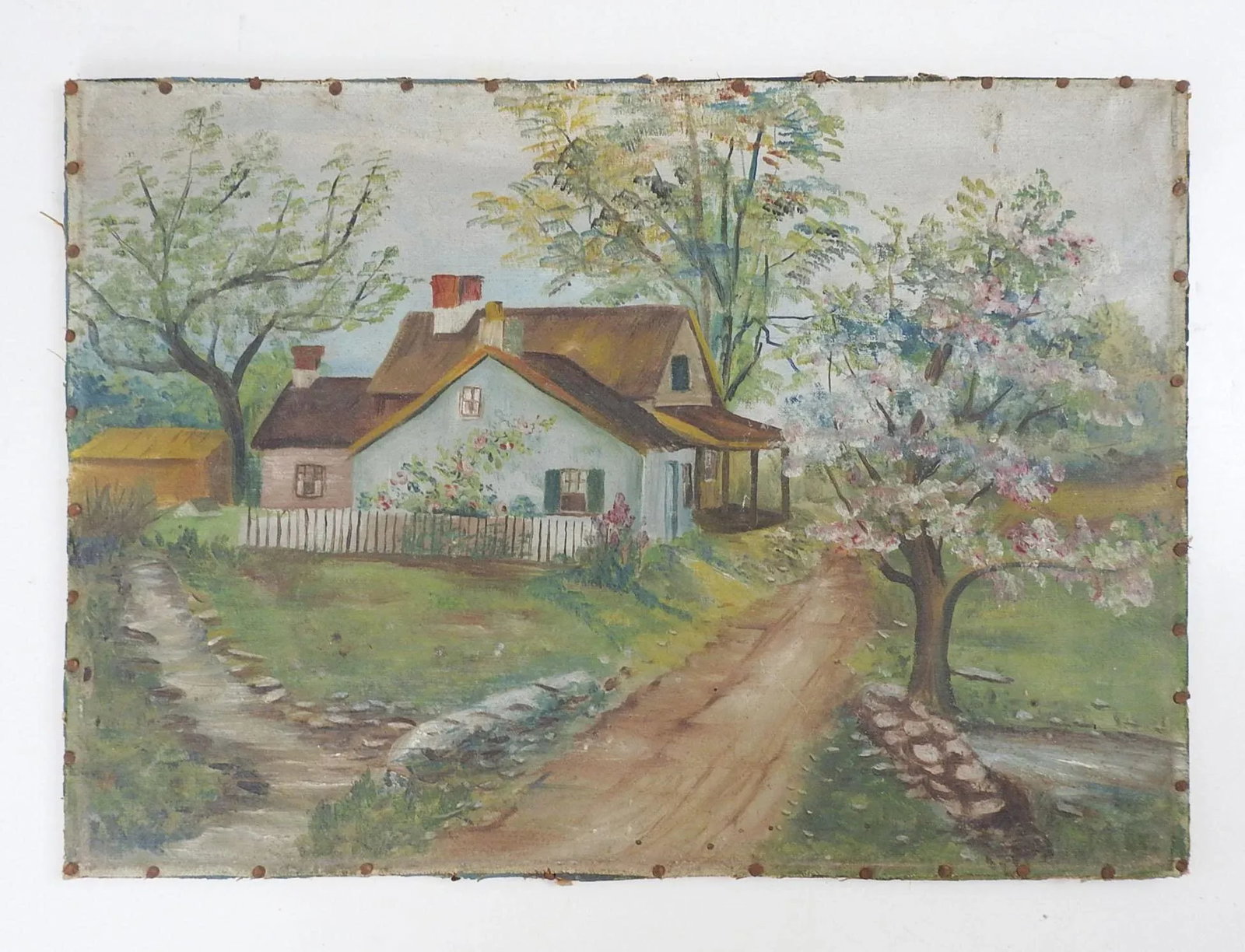 Vintage Rustic Pastoral Cottage Painting - 2