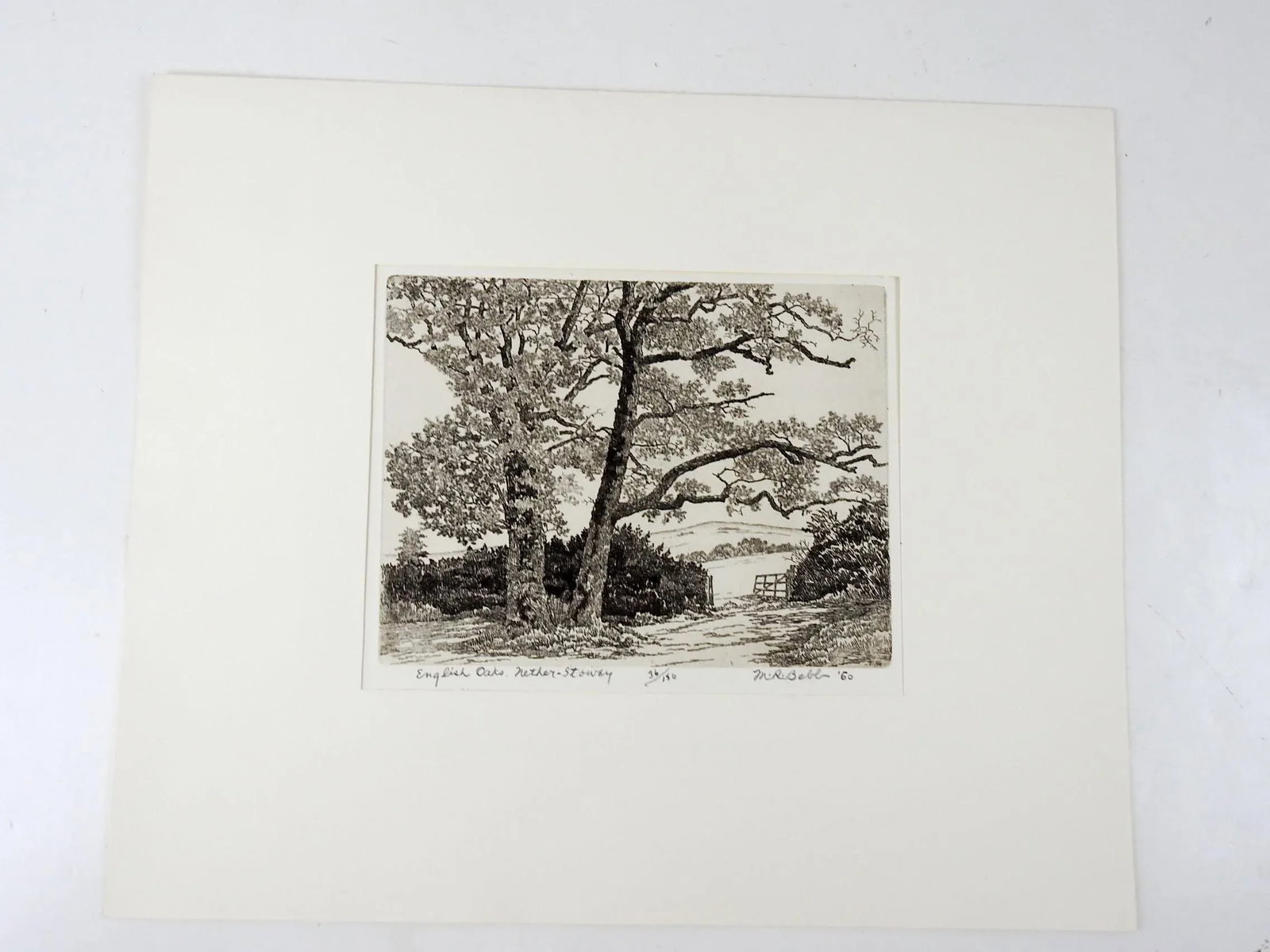 Vintage 1960 Maurice Bebb English Oaks Aquatint Etching - 3