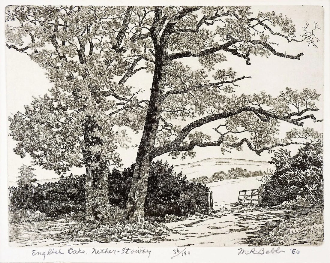 Vintage 1960 Maurice Bebb English Oaks Aquatint Etching - 5