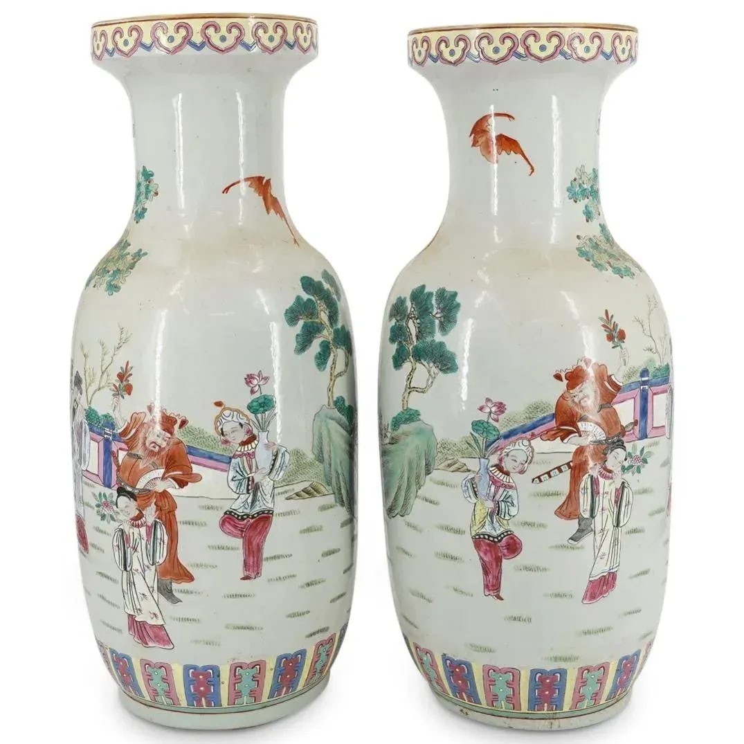 Pair of Monumental Famille Rose Porcelain Vases - 2