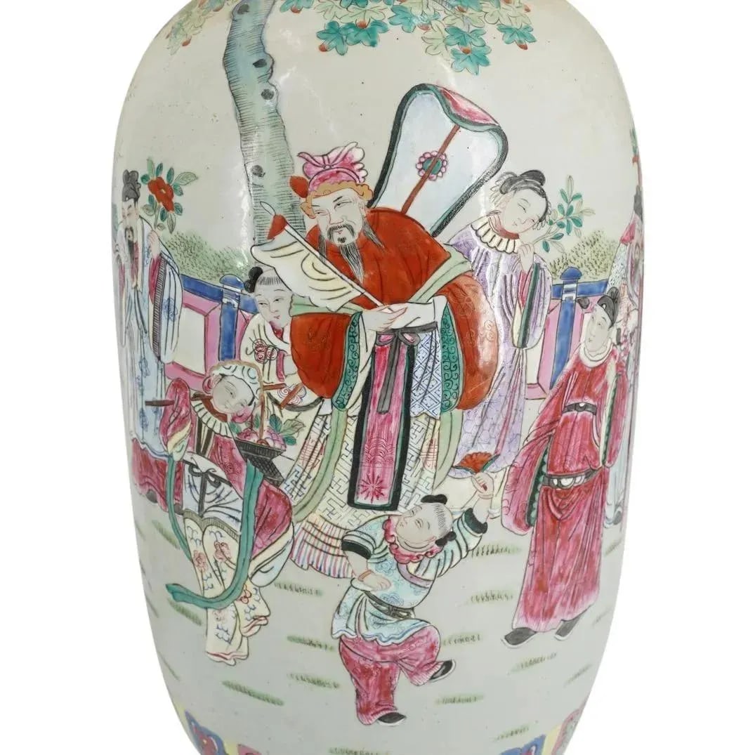 Pair of Monumental Famille Rose Porcelain Vases - 4