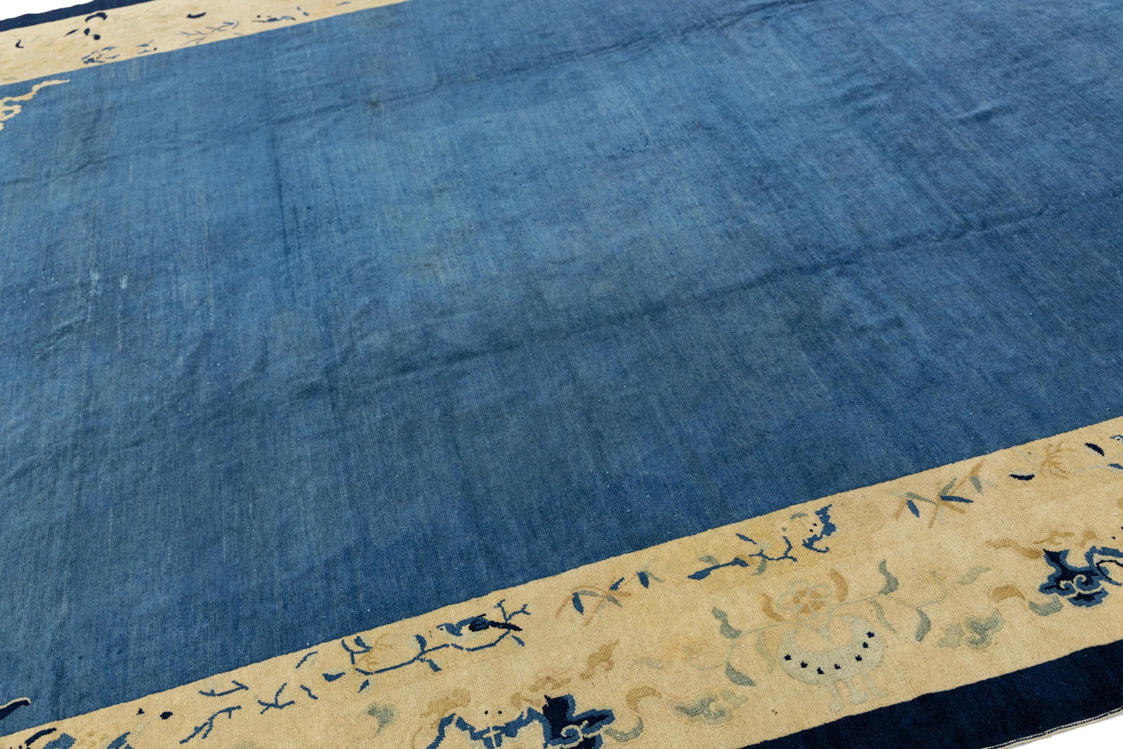 Antique Art Deco Handmade Blue Designed Chinese Wool Rug - 10
