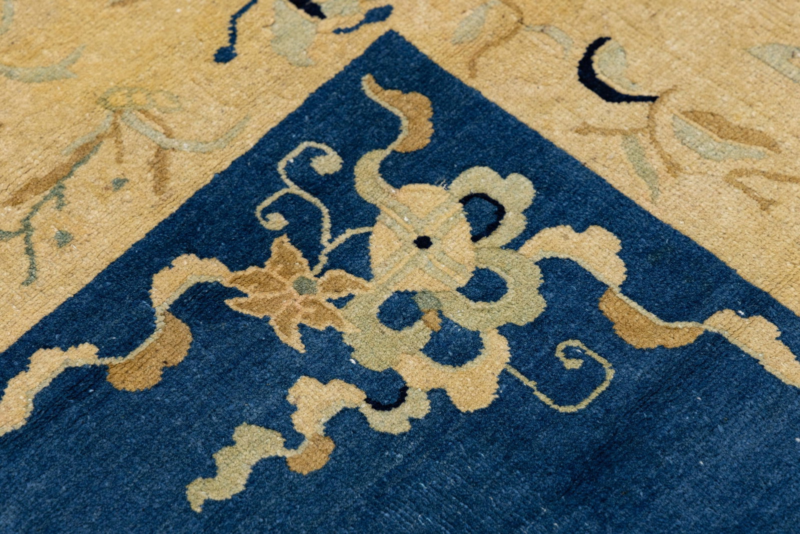 Antique Art Deco Handmade Blue Designed Chinese Wool Rug - 11