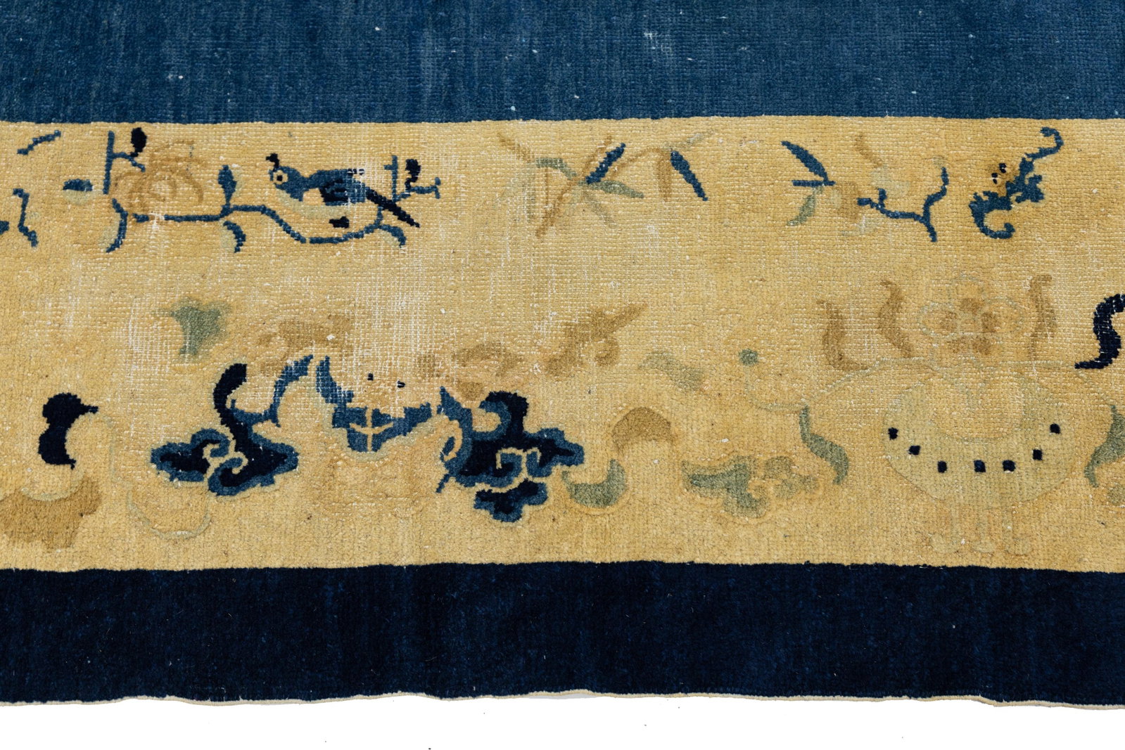 Antique Art Deco Handmade Blue Designed Chinese Wool Rug - 12