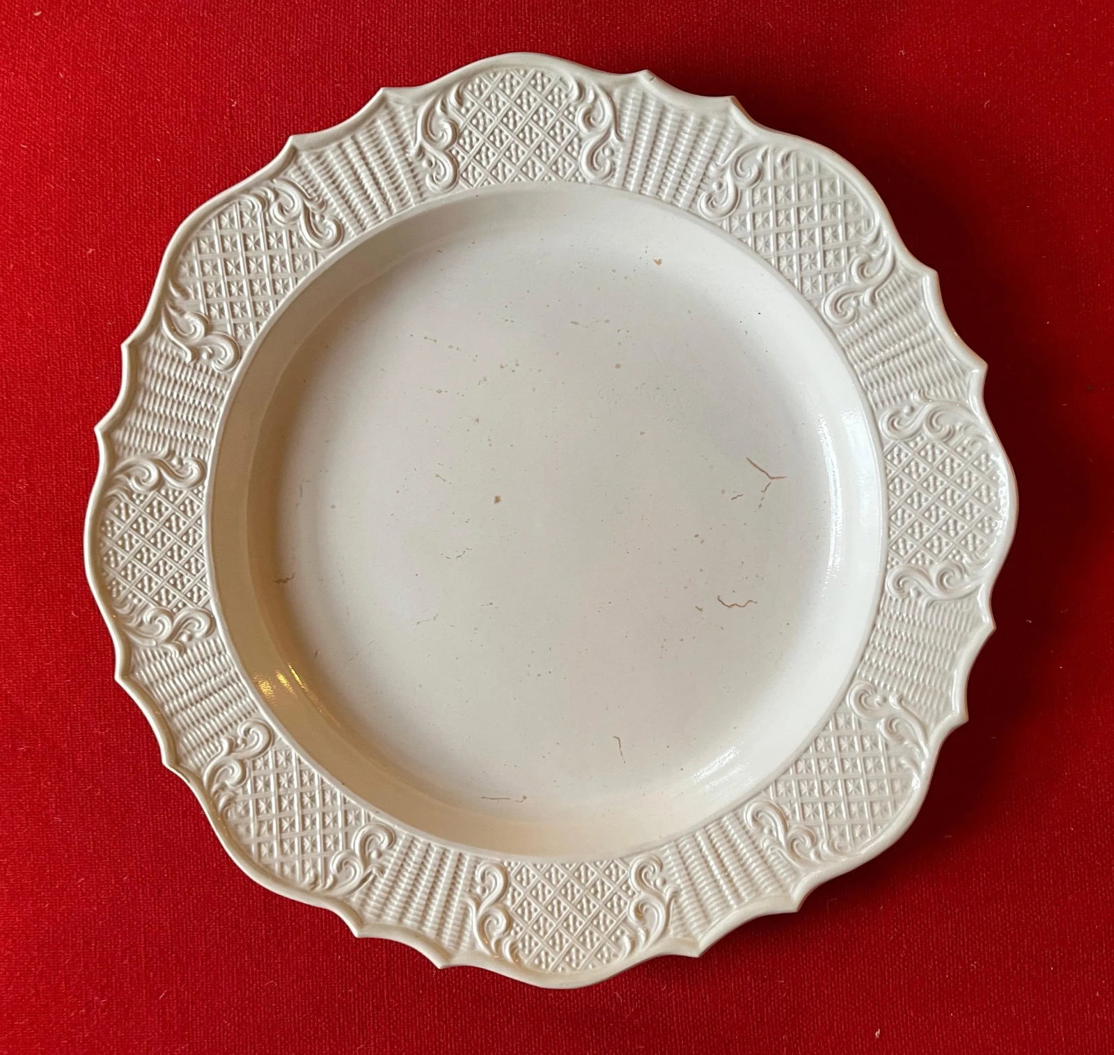 Antique 18th Century English George III Salt Glaze Round Charger Platter or Meat Plate - 8