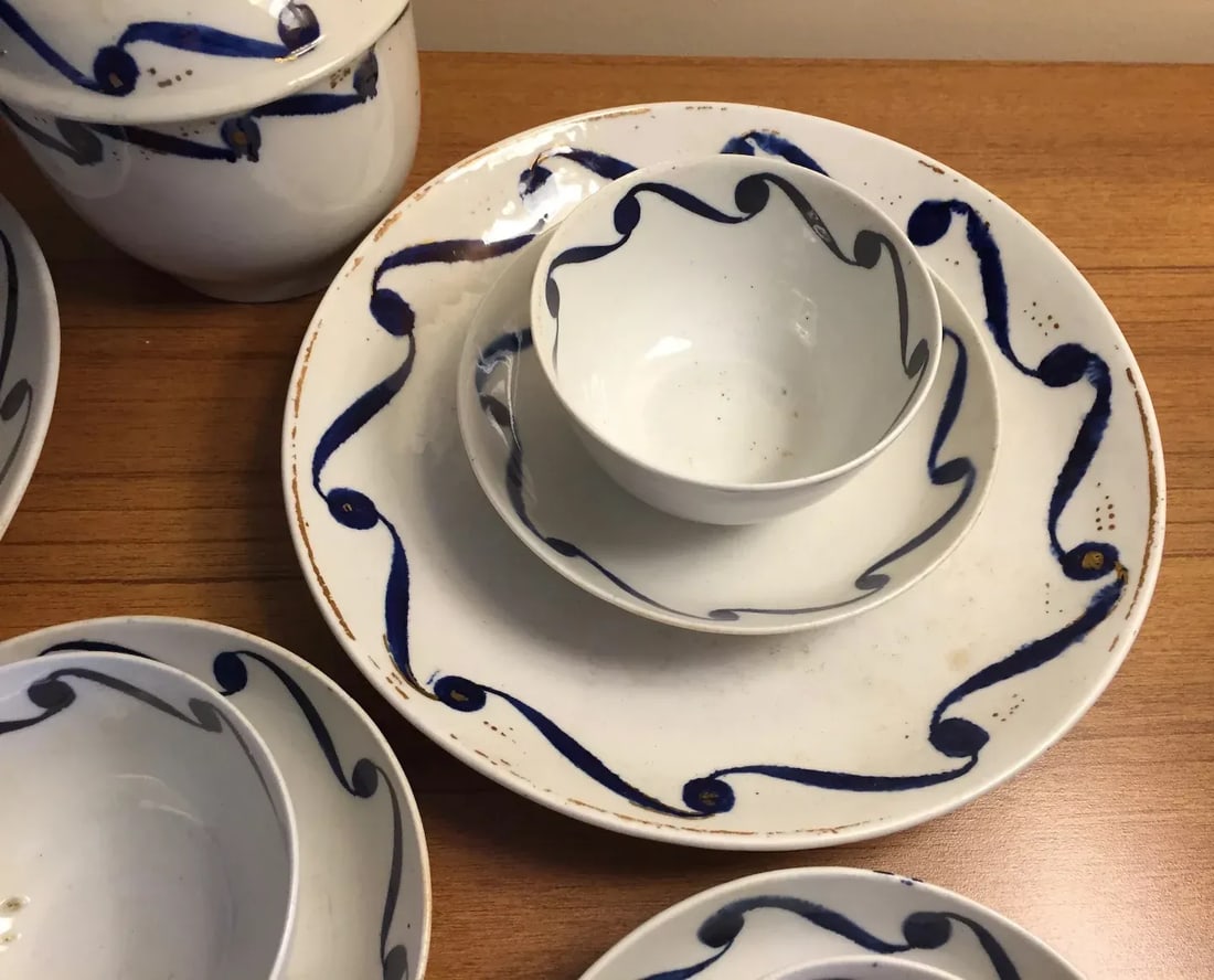 Antique 18th Century English George III New Hall Porcelain Tea Service Set - 16 Pieces - 12