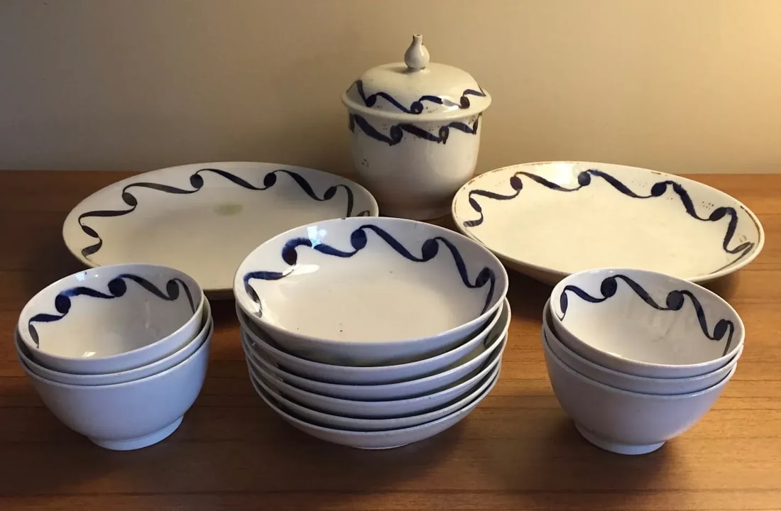 Antique 18th Century English George III New Hall Porcelain Tea Service Set - 16 Pieces - 2