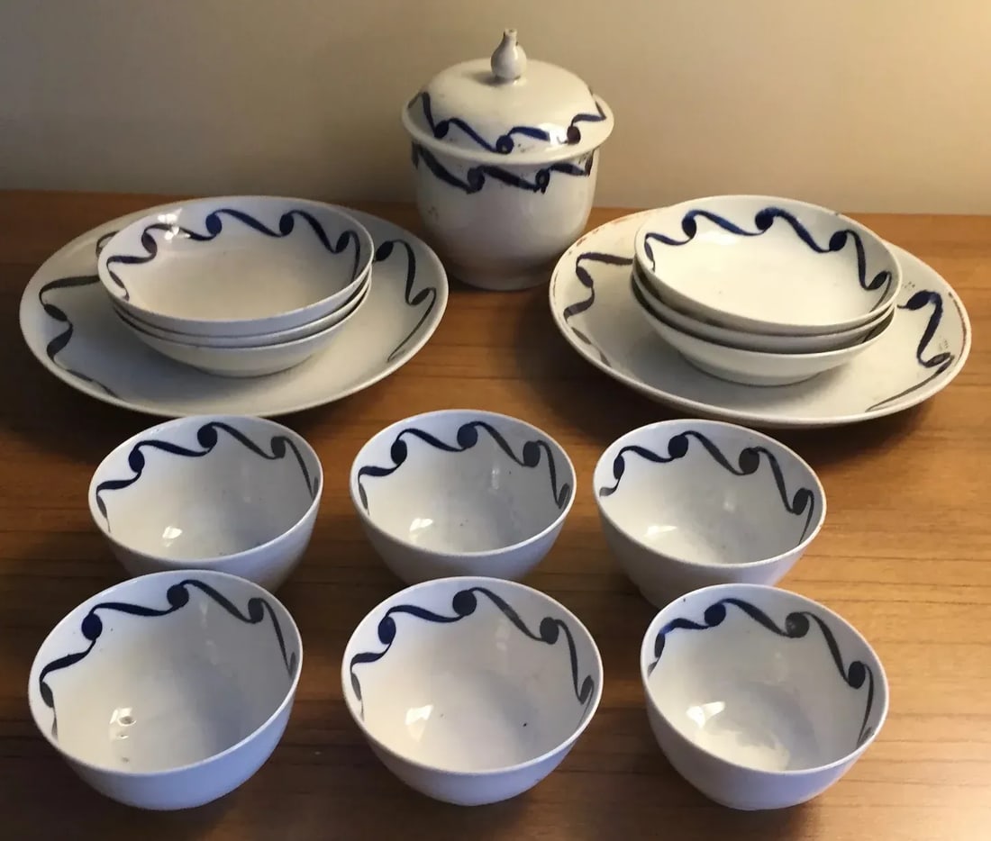 Antique 18th Century English George III New Hall Porcelain Tea Service Set - 16 Pieces - 3