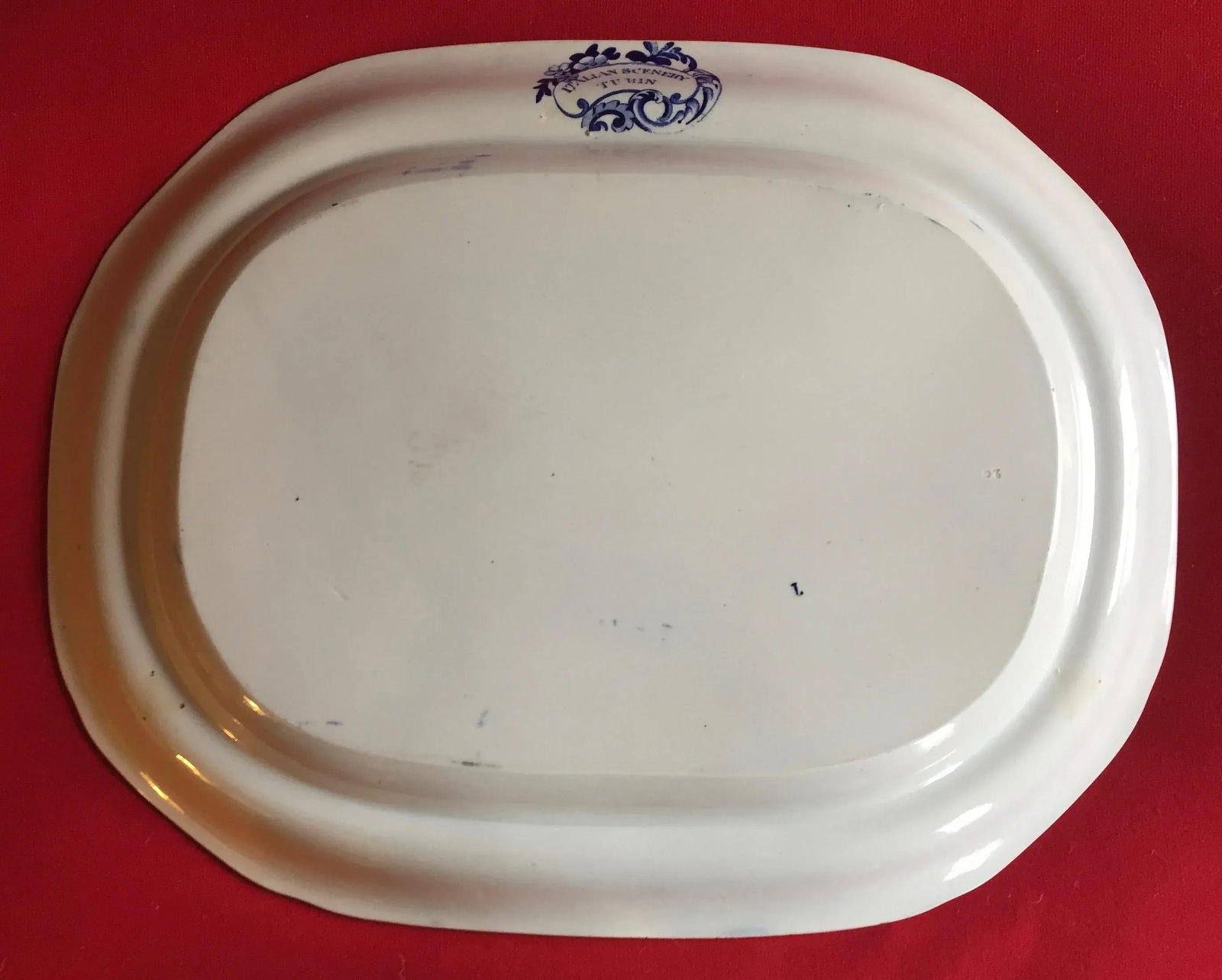 Very Large Antique 19th Century Staffordshire Blue & White Enoch Wood Transferware Turkey Platter "I - 10