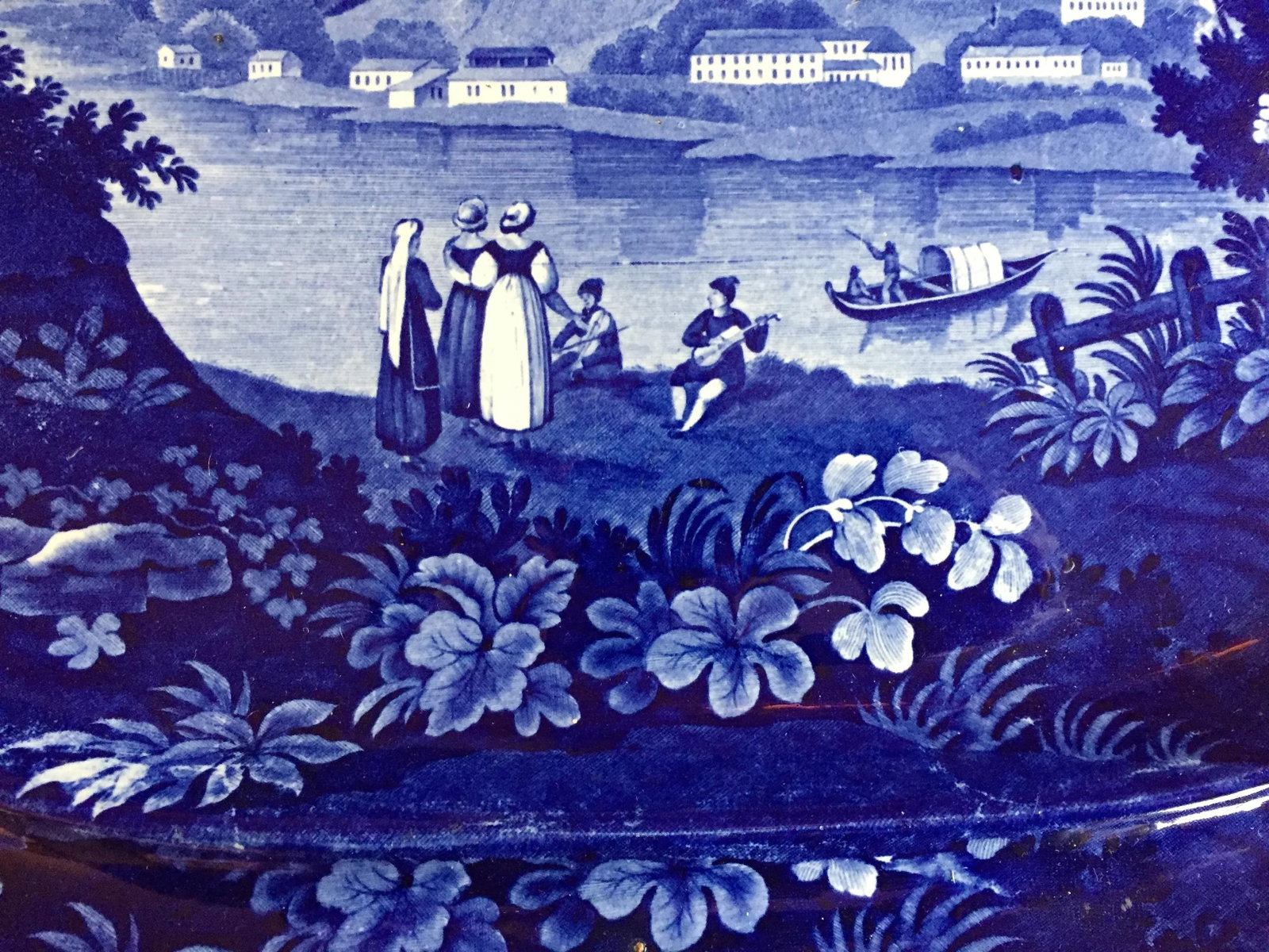 Very Large Antique 19th Century Staffordshire Blue & White Enoch Wood Transferware Turkey Platter "I - 4